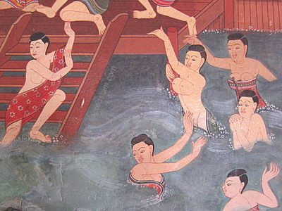 Erotic temple mural at Wat Amphawa Chetiyaram