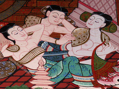 Erotic temple mural at Wat Hua Lamphong