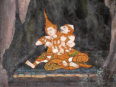 Thai temple murals: Wat Phra Kaew Ramakien (Ramakian)
