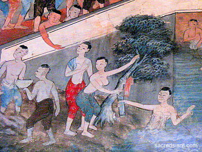 Wat Maha Samanaram Phetchaburi Khrua In Khong mural