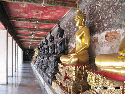 Wat Suthat Bangkok row of Buddhas